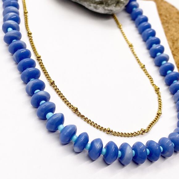 NEW Summer Blue Semiprecious Stone Necklace - Picture 4 of 9
